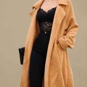 BLACK FAUX FUR SHERPA COAT